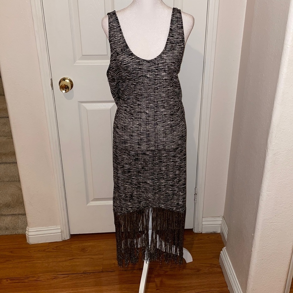 Zara mesh dress/ cover up​ ZEBRA PRINT BLACK AND WHITE SIZE L LARGE​​​​ - Picture 2 of 6